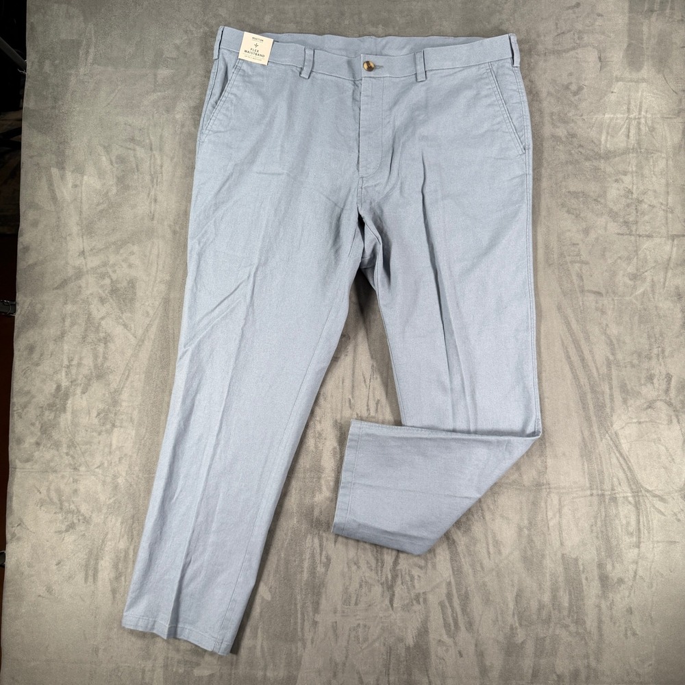$95 NEW Kenneth Cole Reaction Flex Linen Blend Dress Pants Blue Mens 40x30 Slim